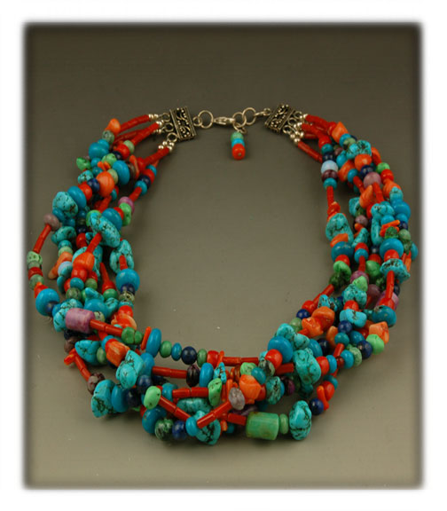 Turquoise Multi Color Bead Necklace
