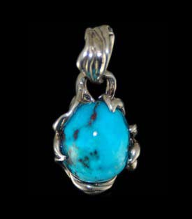 Rare Nevada Fox Mine Turquoise With Sterling Silver