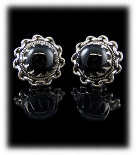 Handmade Black Onyx Silver Stud Earrings