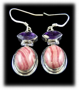 Handmade Sterling Silver earrings with Rhodochrosite