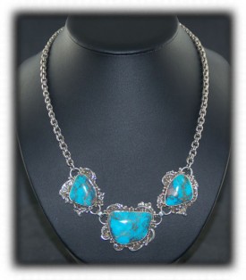 Silver Necklace with Bisbee Turquoise
