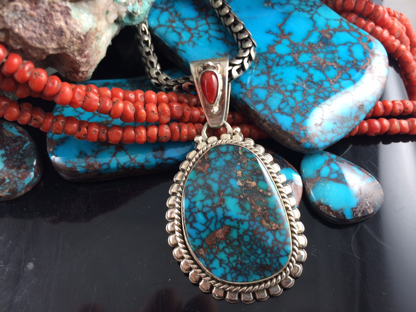 Silver And Turquoise Pendants