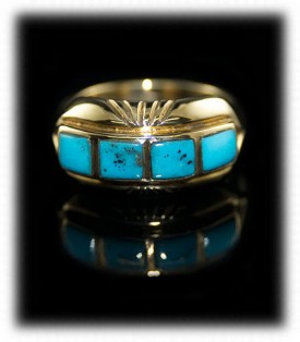 Gold and Blue Gem Turquoise Ring