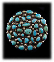 Antique Native American Womens Morenci Turquoise Cluster Bracelet