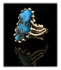 14k yellow gold and Bisbee Turquoise ring for women