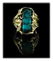 Rectangular Paiute Turquoise Gold Ring