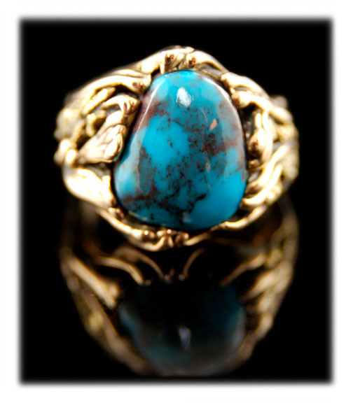 Gold Turquoise Solitaire ring. Size 8.25 – Paloma Stipp