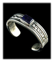 Greek Key Sugilite Cuff Bracelet