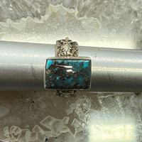 Rock art ring with Bisbee Turquoise stone