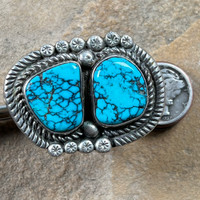 Old Blue Diamond Turquoise Navajo  Made Ring