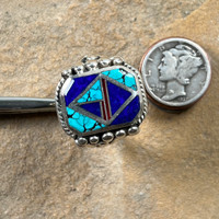 Lapis, Turquoise and  Coral inlay men’s ring