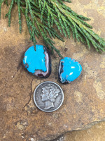 Bisbee Turquoise in Quartz Cab pair