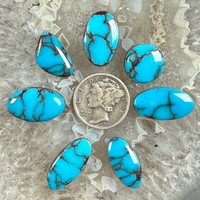 Deep blue spiderweb Egyptian turquoise cabochon set