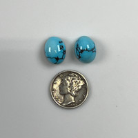 Persian Turquoise Cabochon - Spiderwebbed Matching Pair