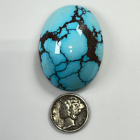 Huge Persian Turquoise Cabochon - Spiderwebbed 