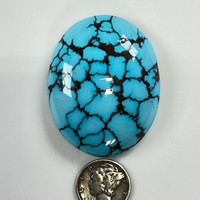 Giant Persian Turquoise Cabochon - red to black Spiderwebbed