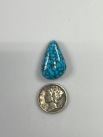 Pear  shaped Kingman, black spiderweb, turquoise cabochon