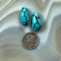 High Dome Bisbee Turquoise Cabochon Pair