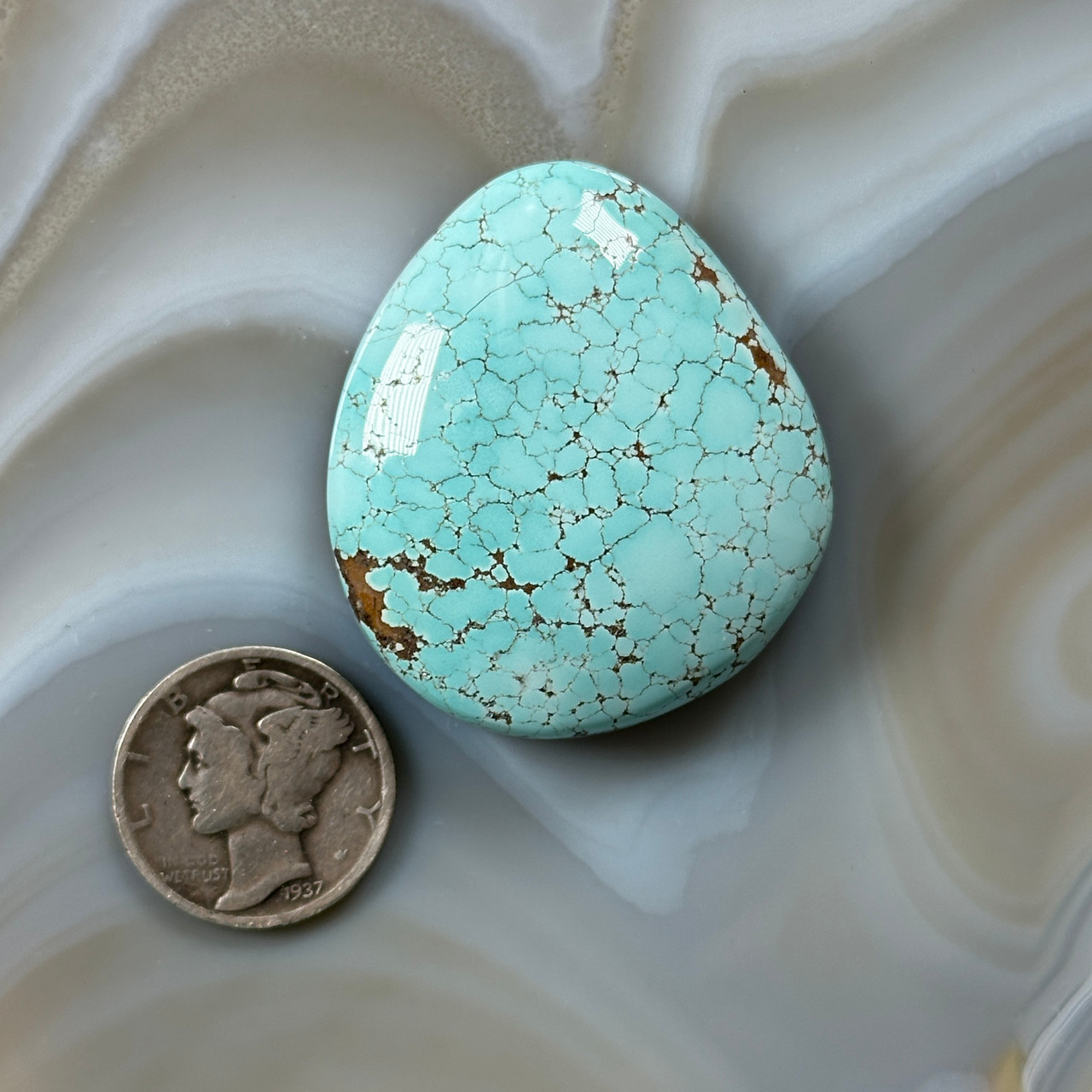 Authentic #8 Spiderweb Turquoise Cabochon-2 - Durango Silver