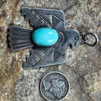Old Thunderbird Pendant with Turquoise