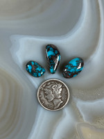 Three gorgeous deep blue Bisbee Turquoise gemstones