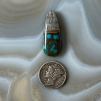 Smoky polychrome, Crystal  Bisbee Turquoise cabochon