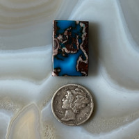 Royal blue Bisbee Turquoise with quartz cabochon