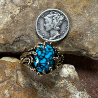 Persian Spiderweb Turquoise Gold Ladies Ring