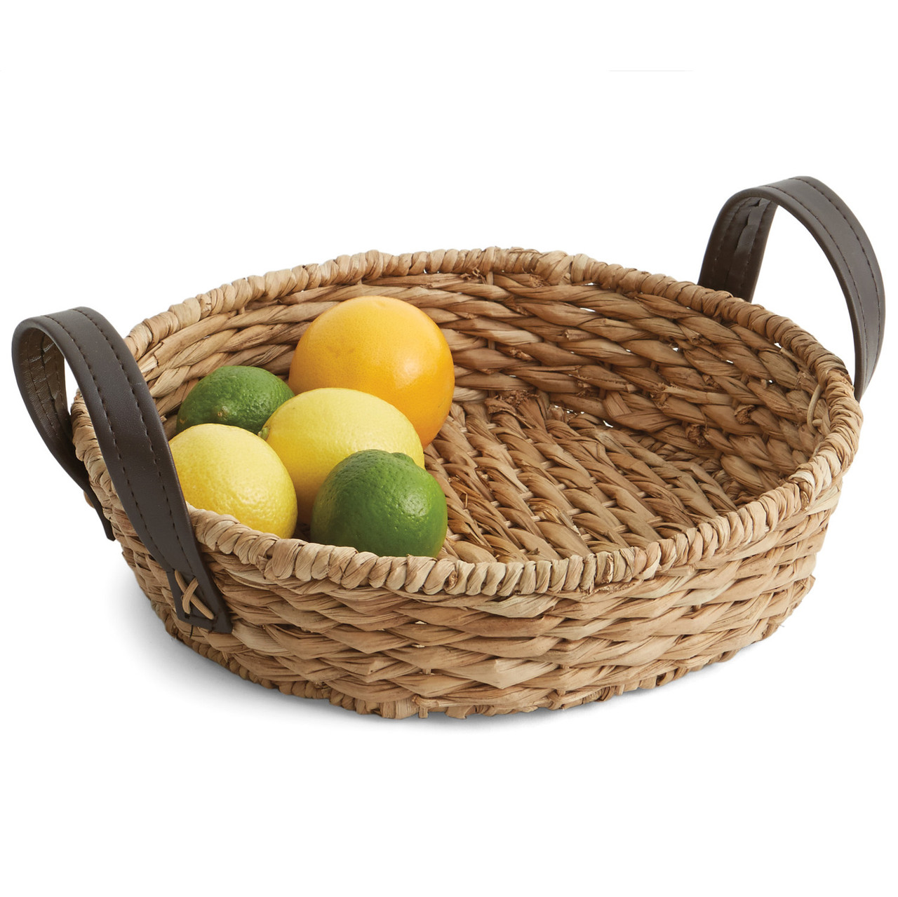 Round Woven Tray with Handles