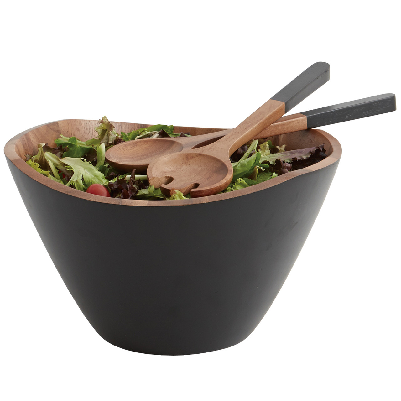 Handcrafted Wood Salad Bowls with Servers Set