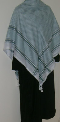 Silver Stripe with Tassels Shemagh Scarf