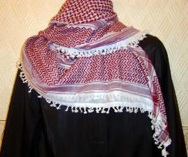 Maroon & White Shemagh With Tassels