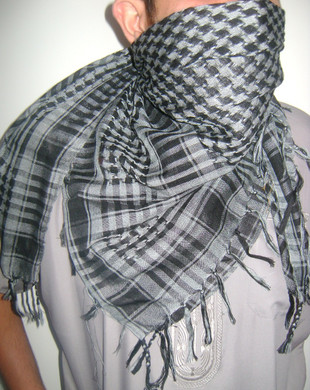 Gray with Tassels Shemagh Scarf