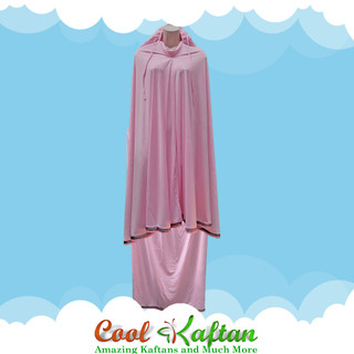 Telekung Pink 2 piece Lush Muslim Prayer Wear Long Hijab Khimar Umra Mukena