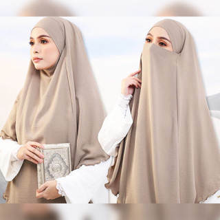 Premium Soft 2 in 1 Beautiful  Tie-Back French Khimar Long Hijab & Niqab