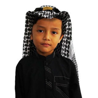 Childs Kids Boys Shemagh Scarf and Igal Set Pack Set Red and White Arab Eid Gift