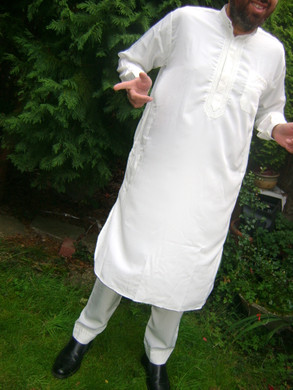 2 Piece Arabic Shirt Dress Islam Thobe Trouser North African Libya Afghan Long 