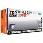 Disposable Gloves, Size M, 9 in Length, Hi-Vis Orange, Nitrile