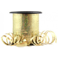 5mm x 225mtr Holographic Gold Metallic Curl Ribbon