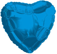 43cm Inflated Foil Heart - Blue