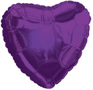 43cm Solid Purple Hearts - Flat Pack of 5