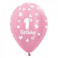 30cm 1st Birthday Print - Pink