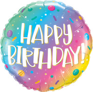 45cm Birthday "Ombre Dots" - Flat Foil