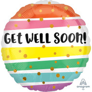 Get Well Bold Stripes - 45cm Inflated Foil