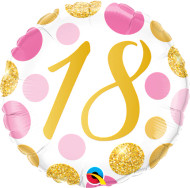 #18 Pink Gold Dots - 45cm Inflated Foil