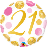 #21 Pink Gold Dots - 45cm Inflated Foil