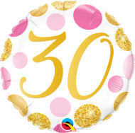 #30 Pink Gold Dots - 45cm Inflated Foil