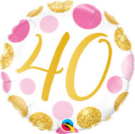 #40 Pink Gold Dots - 45cm Inflated Foil