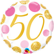 #50 Pink Gold Dots - 45cm Inflated Foil