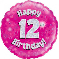 Glitzy Pink 12th - 45cm Inflated Foil